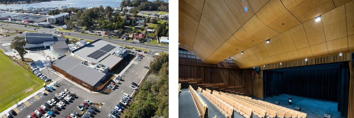 Bay Pavilions - Aerial View and inside the Theatre