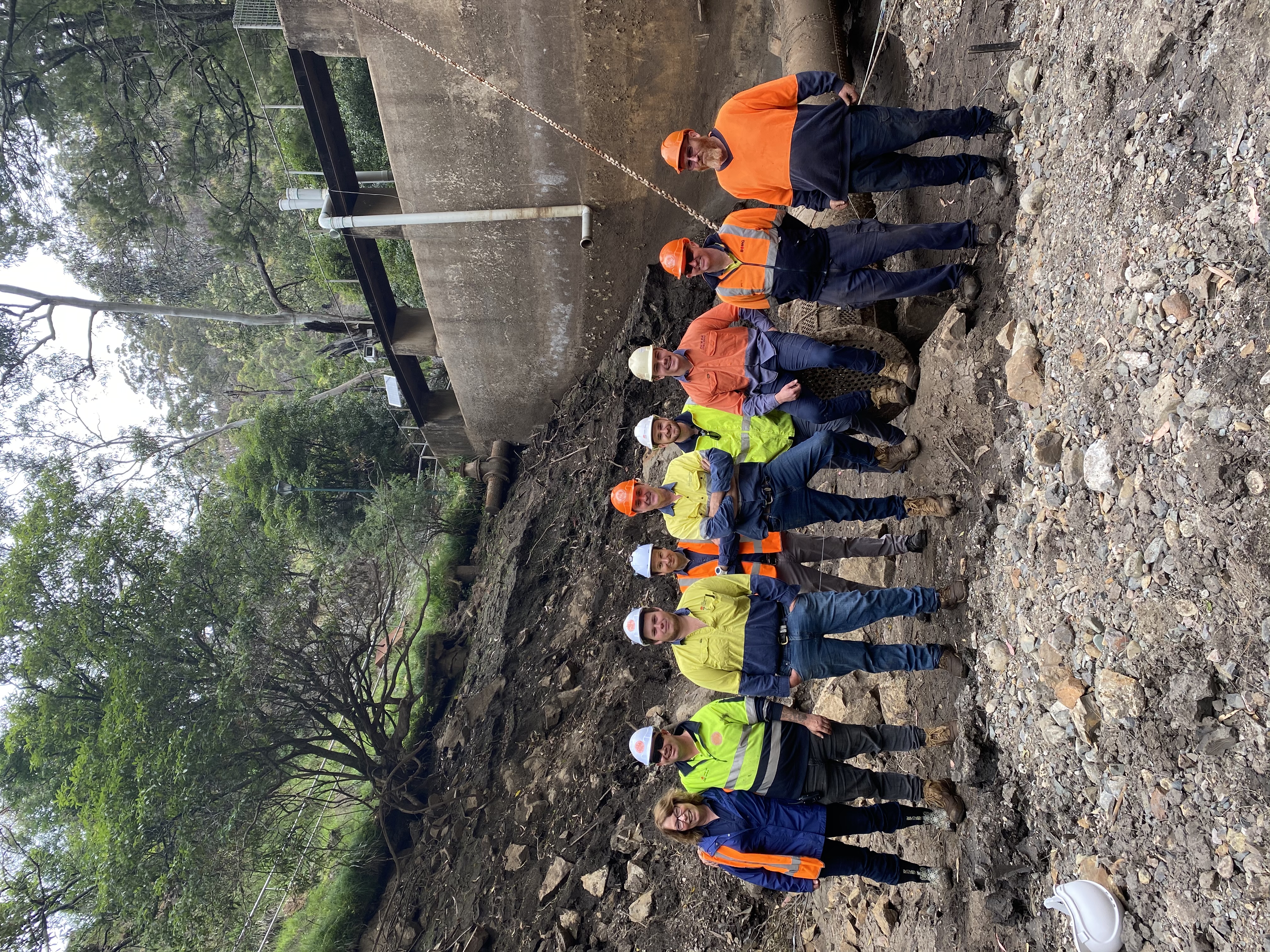 NSW Public Works & Soil Conservation Service Project Team team members involved in the first de-sedimentation in August 2020