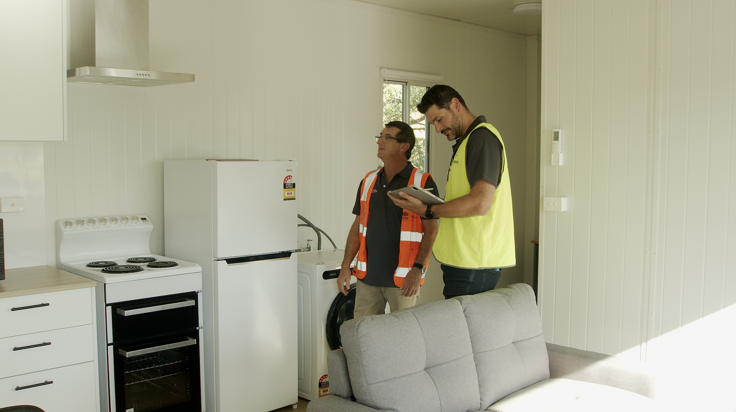 Eugowra Pod home - project team inside home