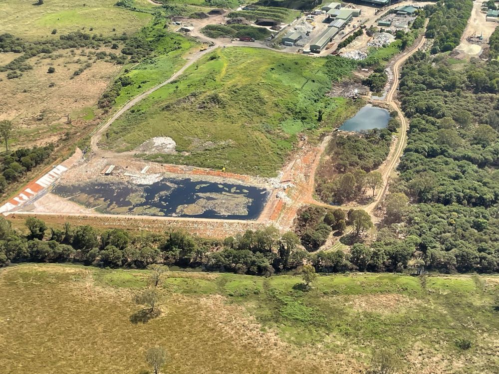 Leachate dam aerial shot 
